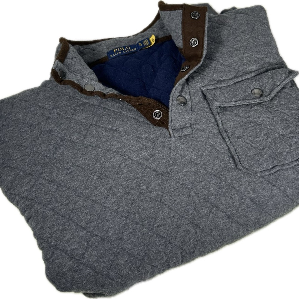 Ralph Lauren Gray and Brown Quilted Pullover